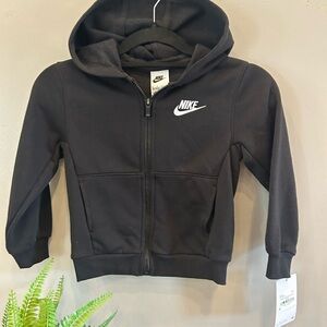 NWT KIDS NIKE Black Club Fleece Full-zip Hoodie - size 5